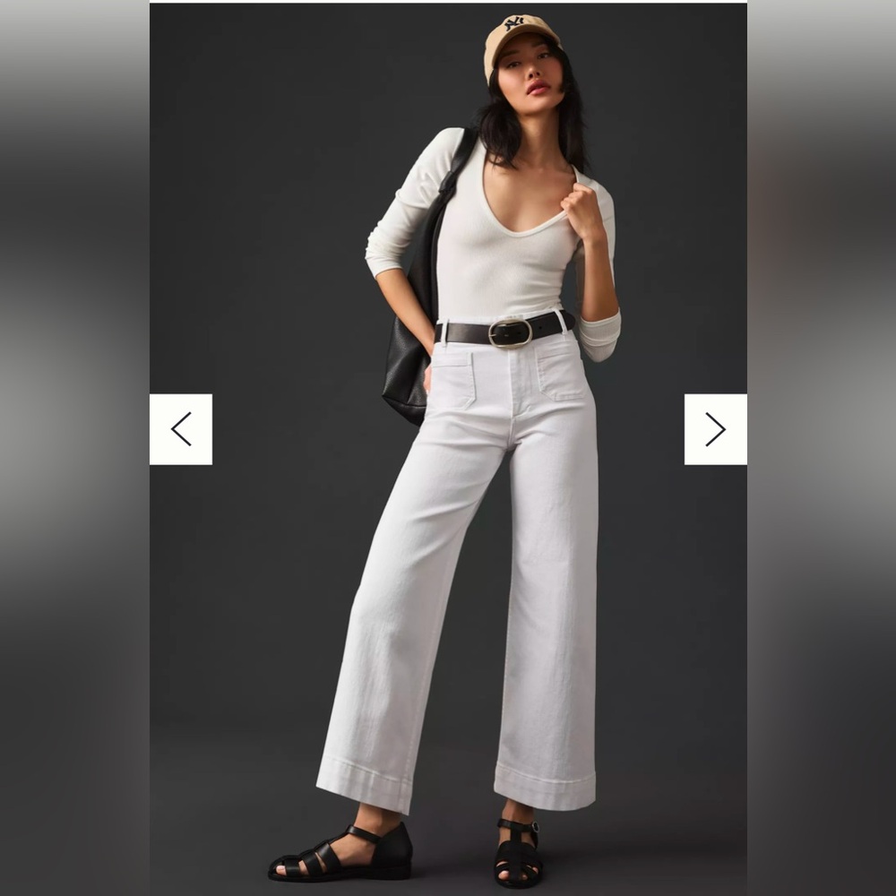 Maeve by Anthropologie Collette Cropped Wide Leg White Jean Sz 26